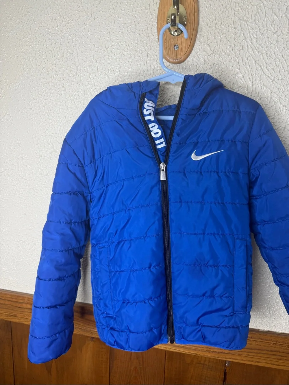Nike Royal Blue Kids Hooded Puffer Jacket